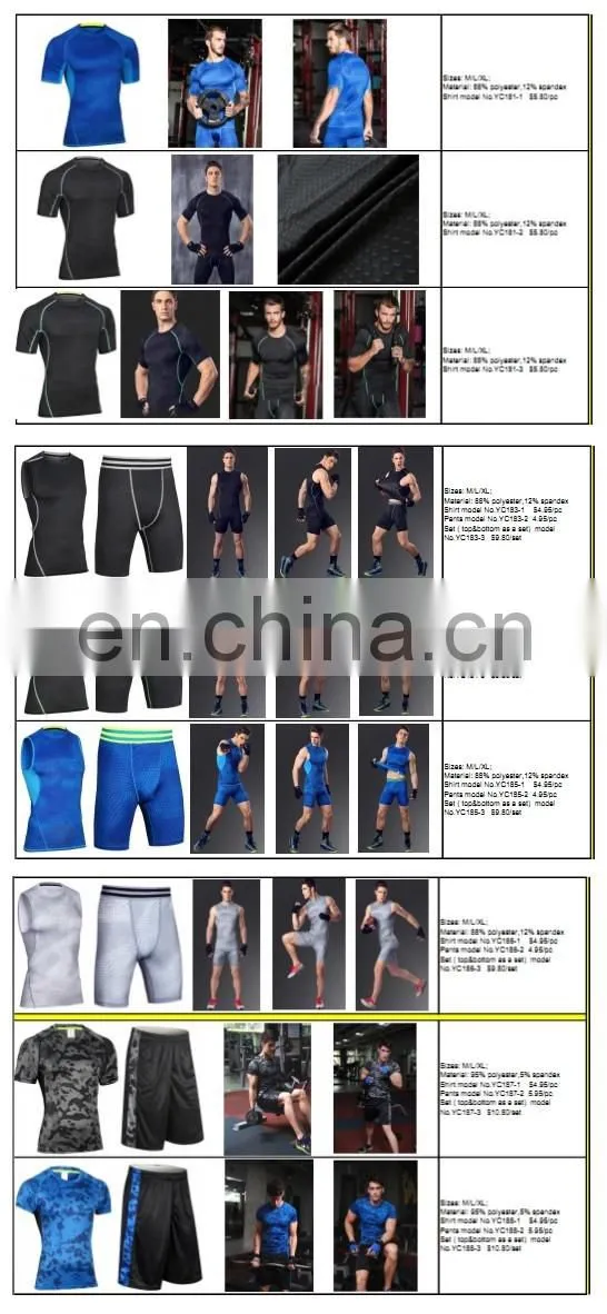 Men's Compression Clothing Gym Wear Base Layer Tights Long Pants Tank Tops T-Shirts
