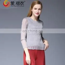 Popular American style loose blue beaded blouse girls tops wholesale