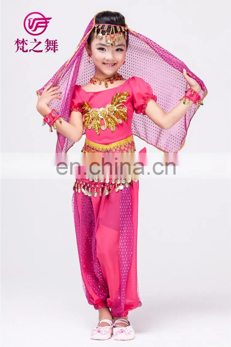 High chiffon gold coins performance belly dance hip scarf for kids Y-2052#