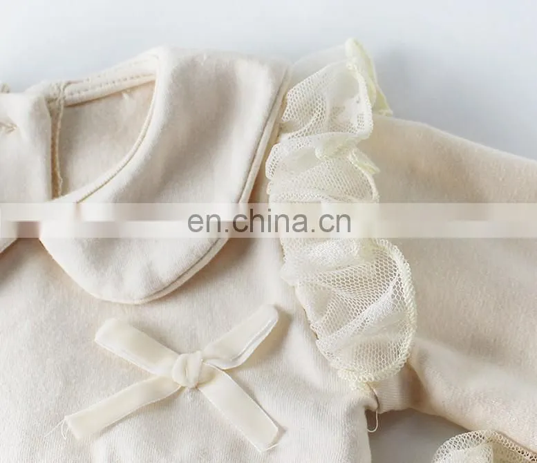 Long sleeve baby girls rompers cotton mesh one piece jumpsuit