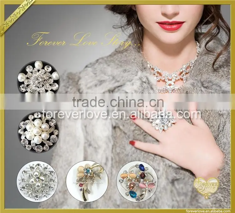 Vintage custom made wedding pearl rhinestone brooches for women FB023