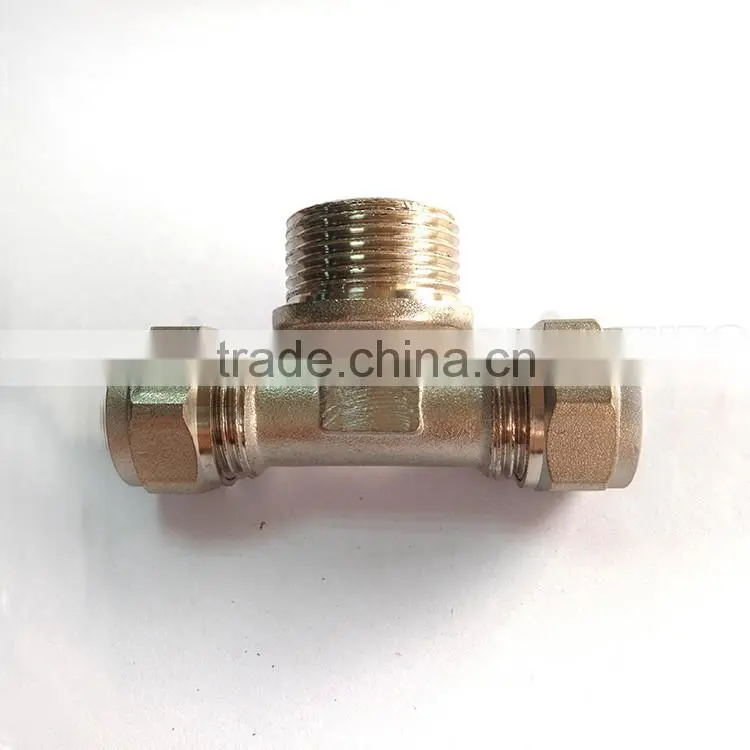 Pipe accessory brass forged union equal / male / female tee fitting with lead free