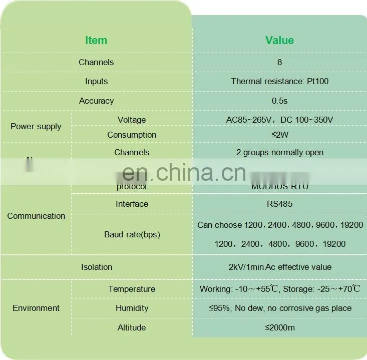 ARTM-8 Multi 8 channel Temperature meter with RS485 Modbus Alarm output