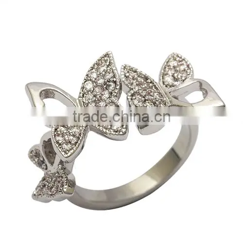 Neoglory Auden Rhinestone Copper Plated Adjusted Butterfly Finger Rings New Jewelry Accessories Gifts for Girls New Hot