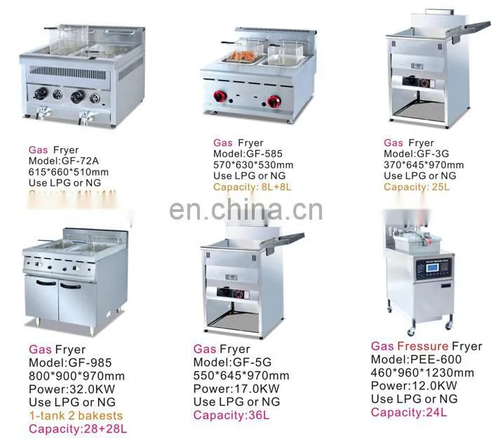 Free Standing 2 tanks 2 baskets Commercial LPG Gas thermostat controlled deep fryer with cabinet