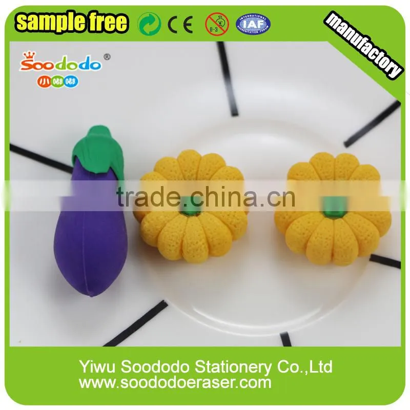 yiwu 3d eraser vegetable pumpkin shape cheap eraser factory