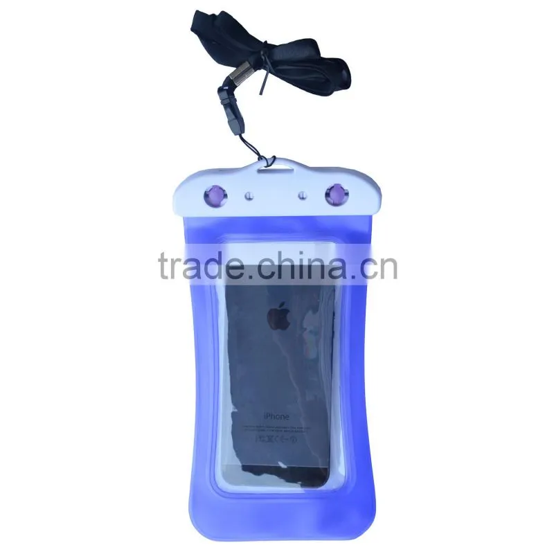 Waterproof PVC Phone Diving Bag With ABS ButtonS Within 10m Deep