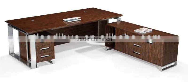 2015# New Hot-selling ebony Wooden executive desk steel frame KF-A04