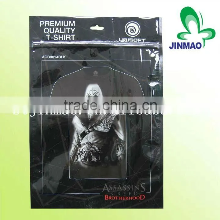 Clothing packaging bag with one side clear and foil inside