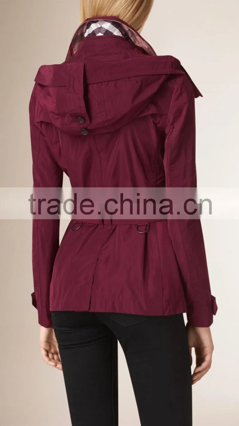 Women Winter Hooded Short Trench Coat