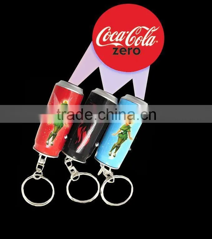 promotional gifts led projector can keychain,led can shape keychain,led bottle shape keychain for 2016 gifts ,3d custom keychain