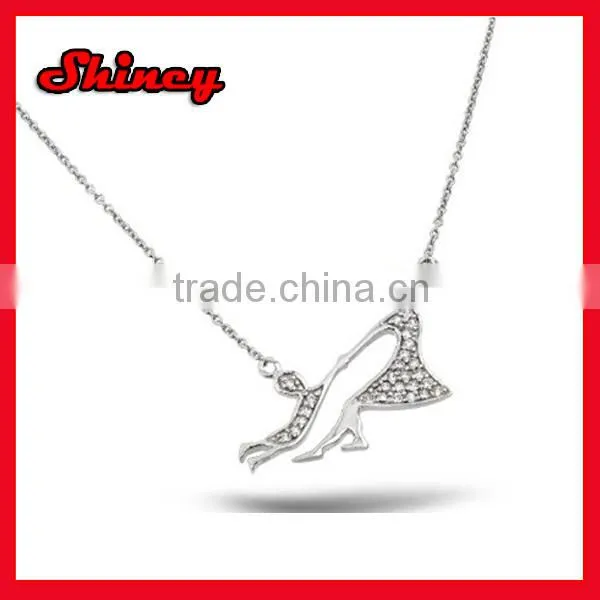 stock order !silver cheap solitaire diamond heart necklace