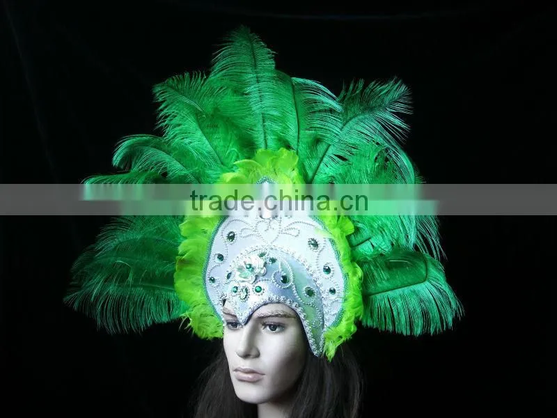 Green Ostrich Feather with Princess Headdress, Indian Headdress
