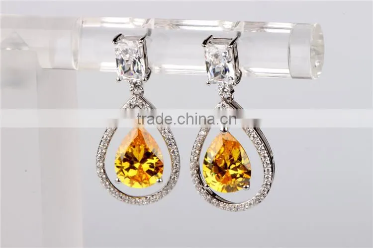 Wholesale High Quality Classic yellow sapphire zircon Earrings