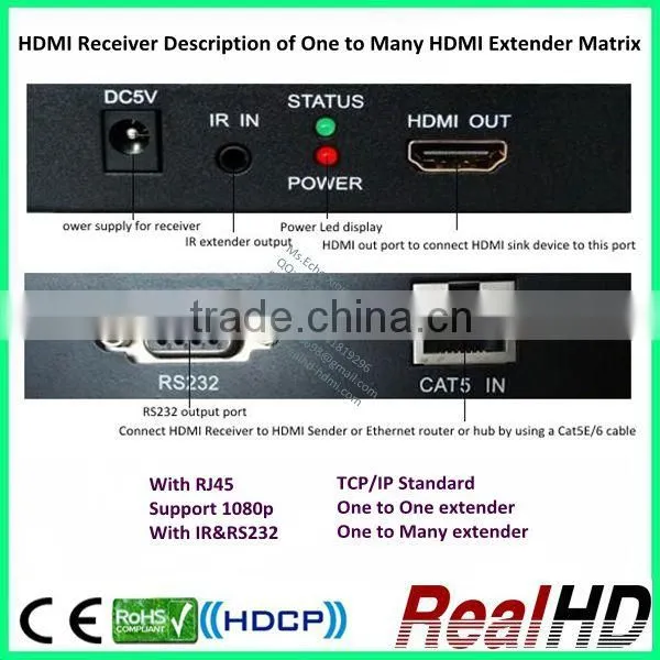 2016 China Best Selling 3D 120m HDMI Extender over cat5e/6
