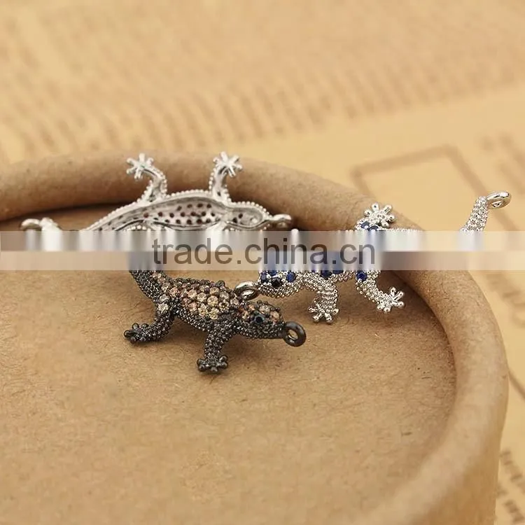 CZ6473 Link, Pendant, Jewelry Findings,Clear Cubic Zirconia pave fox Connector