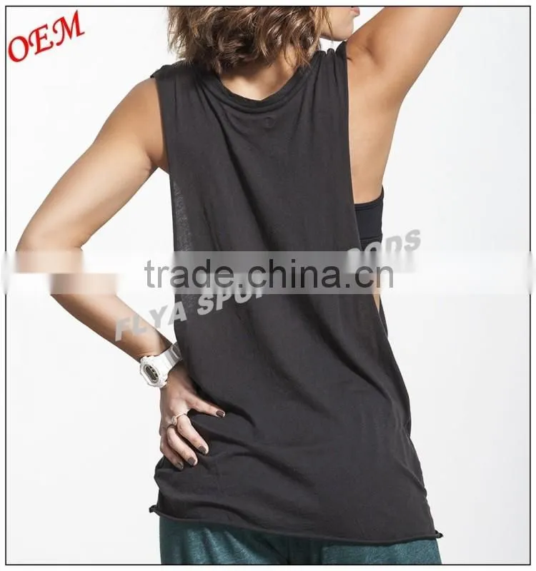 OEM manufacturer low MOQ custom printing loose fit ladies sleeveless fitness gym tank tops comfortable yoga singlet