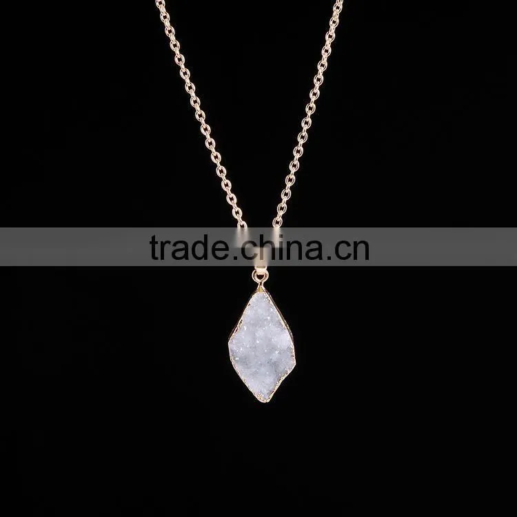 Latest Design Druzy Necklace Drusy Pendant Charm Necklace Agate Connector Pendant Necklace Gold Jewelry SMJ0123