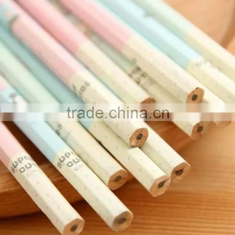 7" wooden heat transfer printing/ plastic mantle lovely pencil with eraser ,Office&. School Supplies logo available