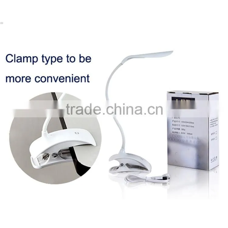 Rechargeable Flexible JK-853C dimmable led desk lamp 360 degree in door foldable Color changeable clip led table light