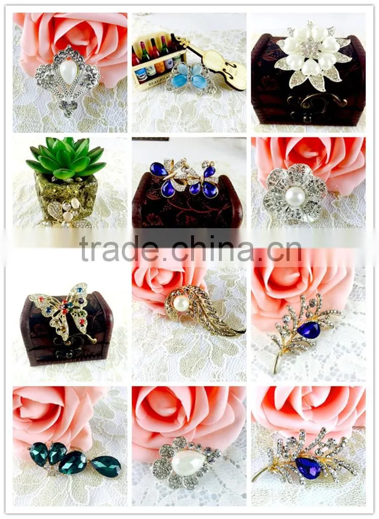 Beautiful flower crystal strass brooch pin, rose colour flower rhinestone strass brooch for party invitation