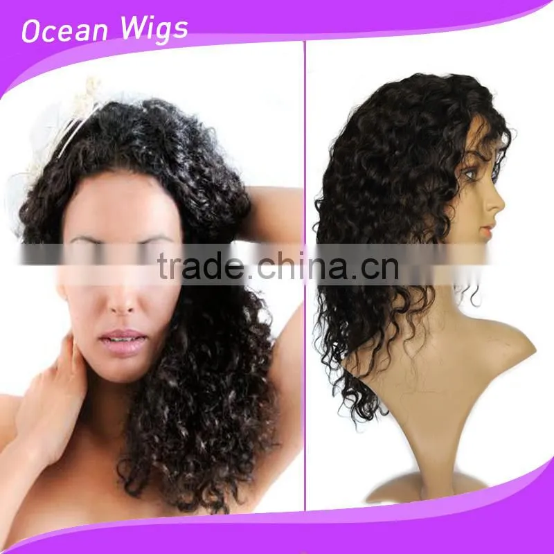 long Curly Wigs For Black Women, Malaysian Human Hair Kinky Curly Full Lace Wigs
