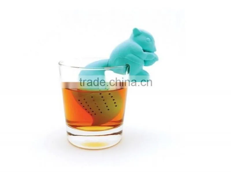 Squirrel shape Food grade BPA Free silicone tea cup infuser strainers