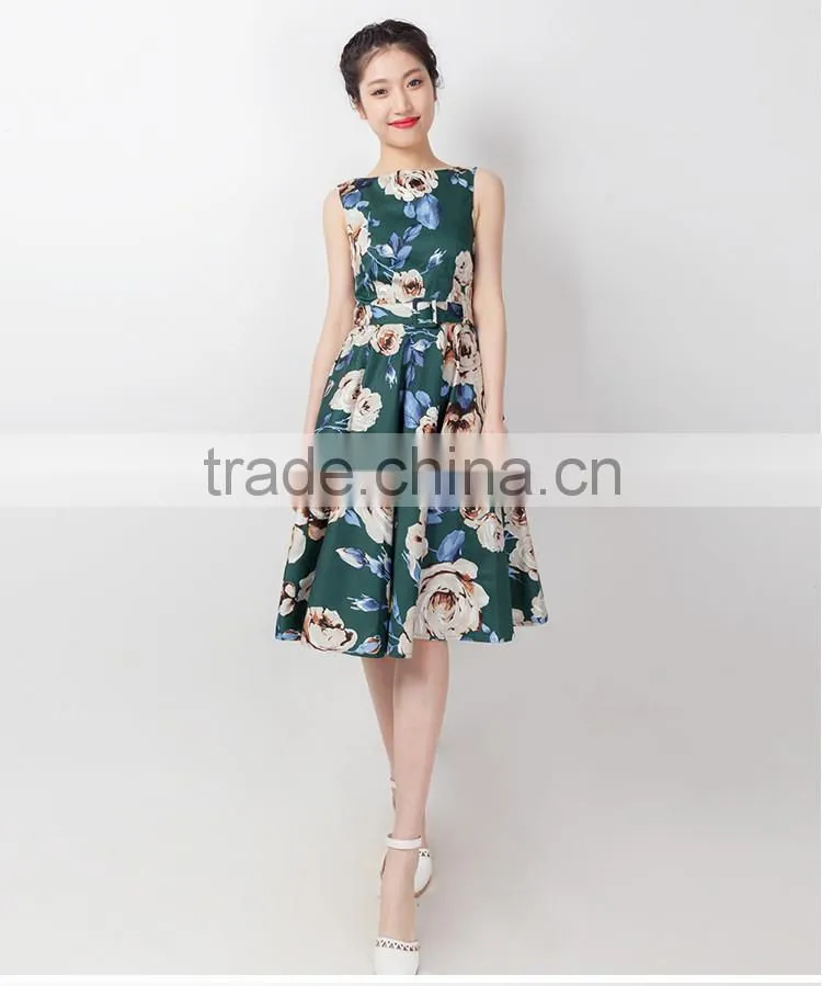 Women's cotton short frock designs rockabilly swing prom vintage dress 50s