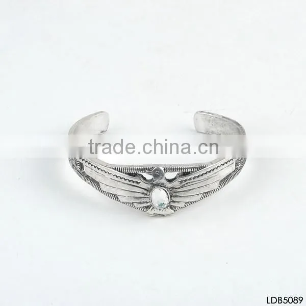 Peace dove anti-silver cuff bangle fashion gemstone bangle alibaba china
