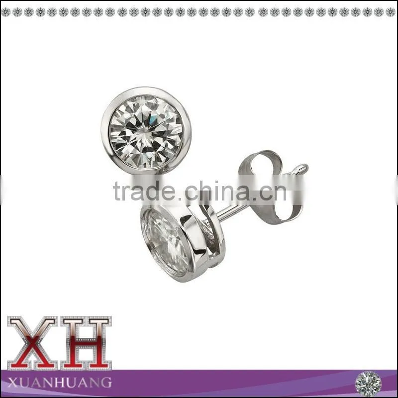 Sterling Silver One Stone Round Forever Brilliant Moissanite Stud Earrings