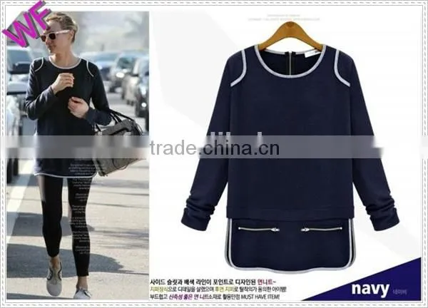 Sexy Hot! High Quality 2015 Blouses Women Long Sleeve Sexy T Shirt Dress Blue Gray Blouse Shirts Female Blouse