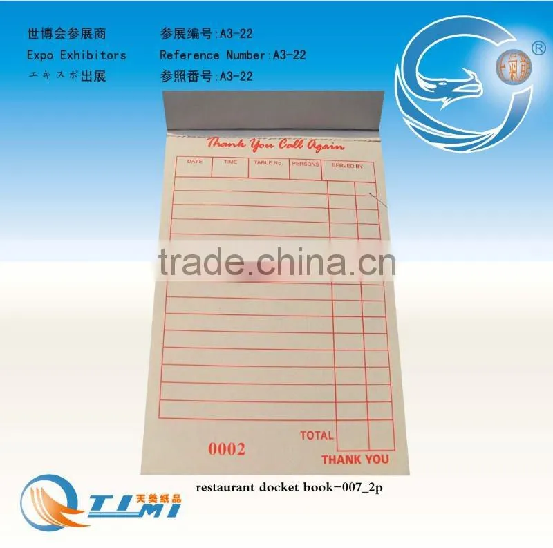 restaurant docket book(small table order book),take away docket book,