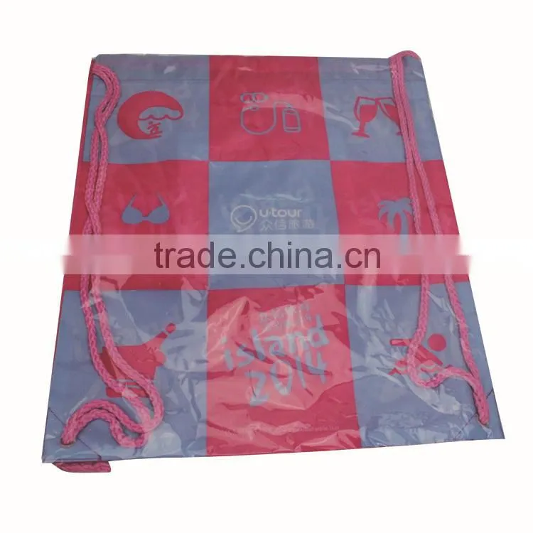 Nylon polyester foldable shopping drawstring nylon bag