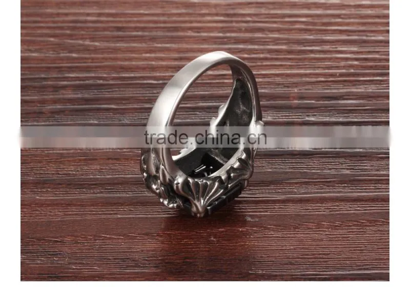 costume jewellry wholesale skull engagement ring for women with black stone