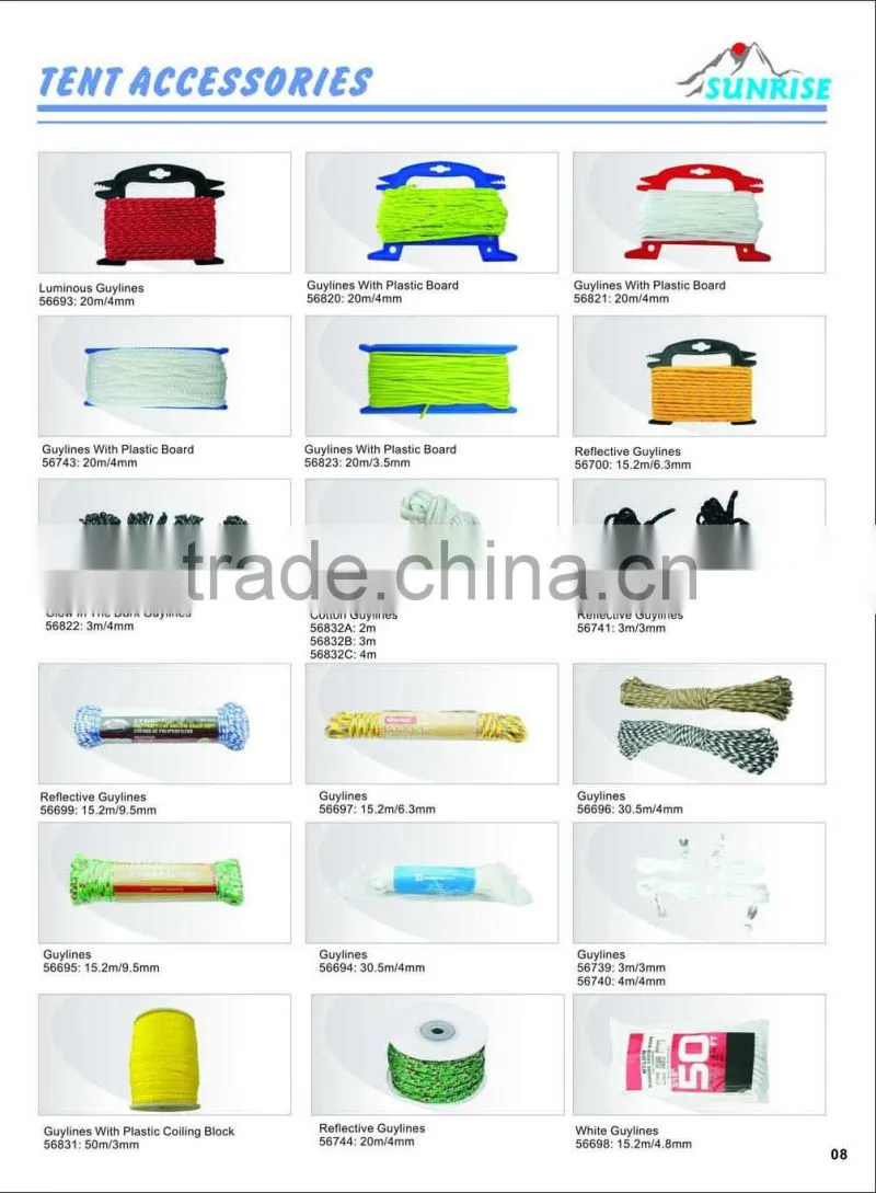 56739# 3mmx3m tent white nylon rope