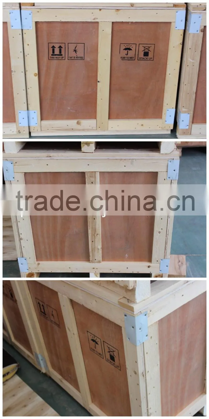 Wooden packaging box for storage and transport
