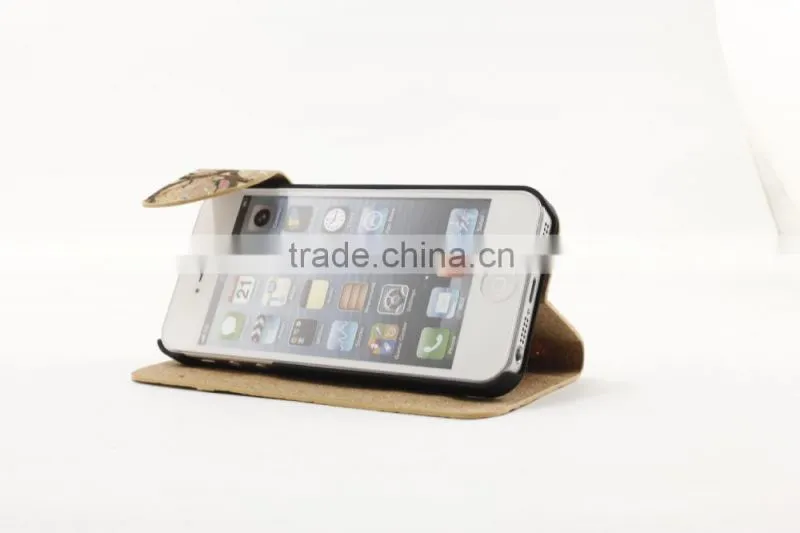 Flip Phone case Wood PU case cover for iphone brand compatible
