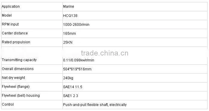 China Hangzhou Advance HCQ138 Marine Gearbox Light High Speed
