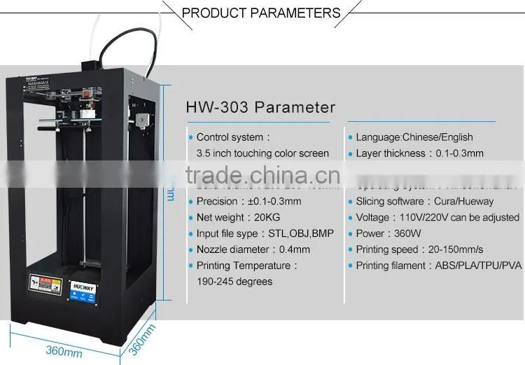 Alibaba Sale FDM 3D Printers Prices Industrial 3D Printing Machine With CE/RoHs Certification PLA Filament 1.75MM 2KG