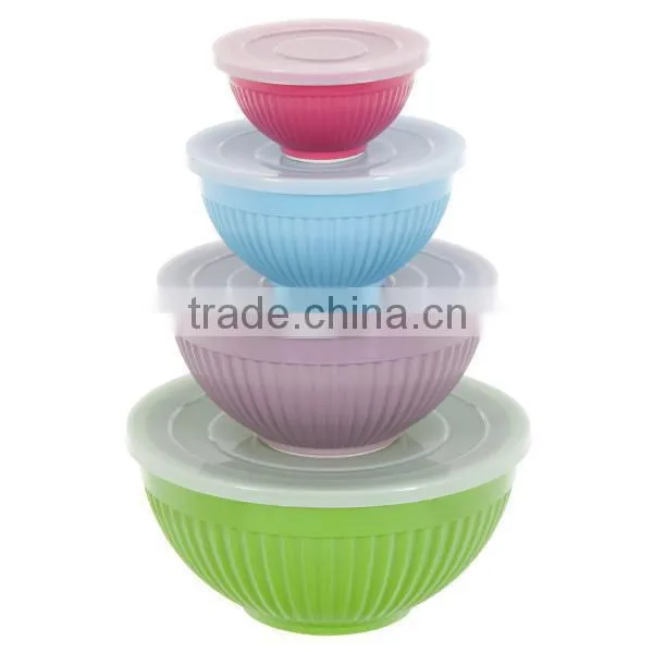 Solid color melamine mixing bowl set