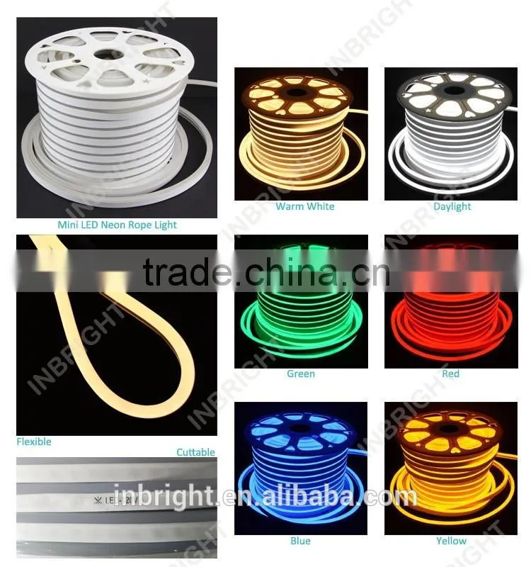 mini 8*15mm led ultra thin neon flex rope light warm white