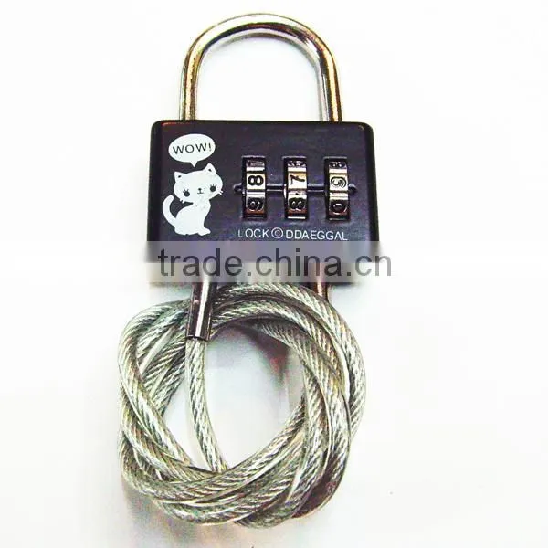 travel luggage combinaiton retractable cable password locks