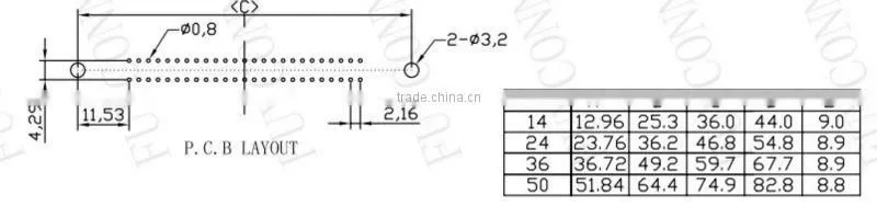 Centronics Male Plug Communication Connector PCB Mount Right Angle