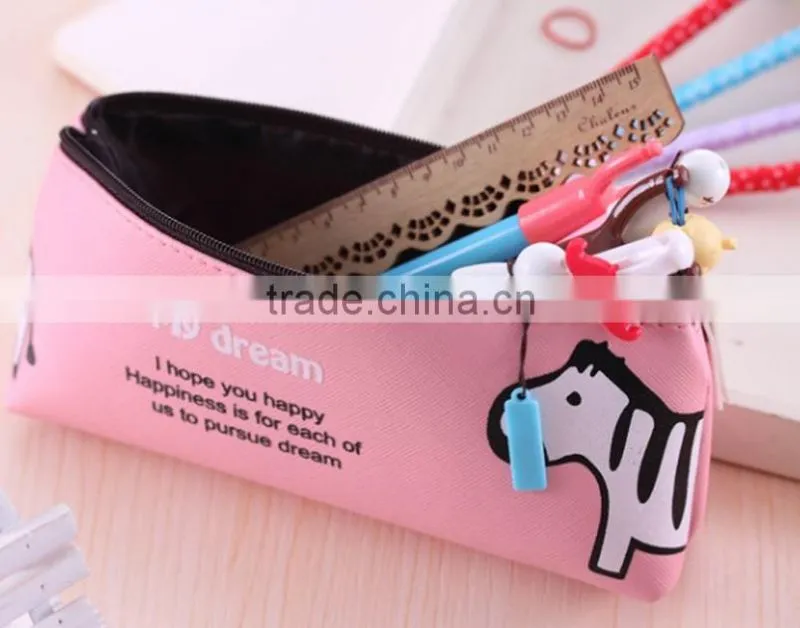 Latest animal pu leather pencil case , pencil bag made in china