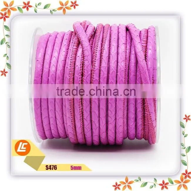 Pink 6mm genuine snakeskin leather cord for fashion jewelry findings