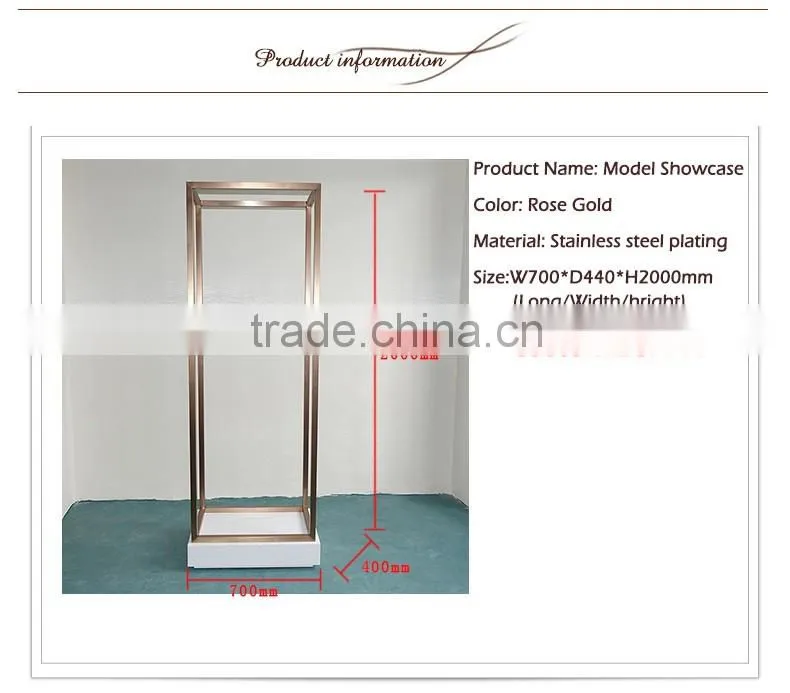 Metal Frame With Glass Door Design Clothes Model Stand Showcase