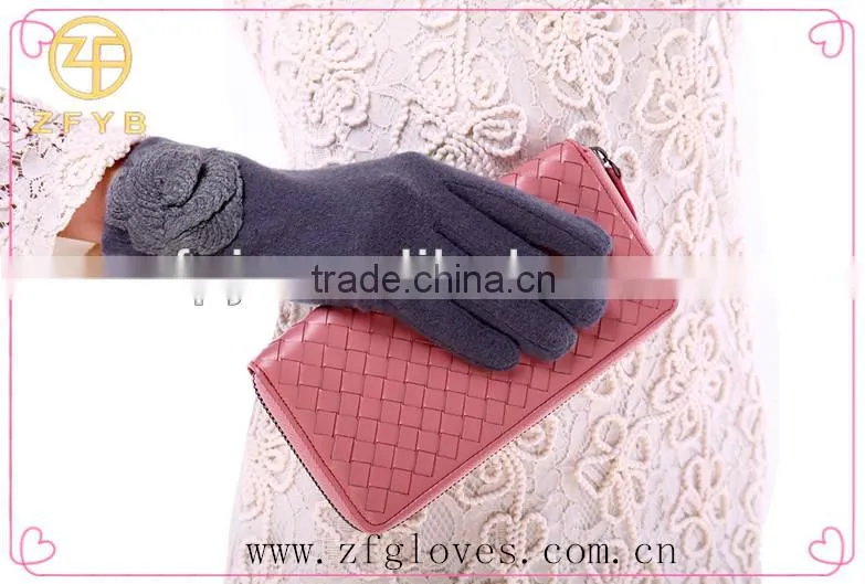 ZF3102 Lady winter colorful wool glove with flower