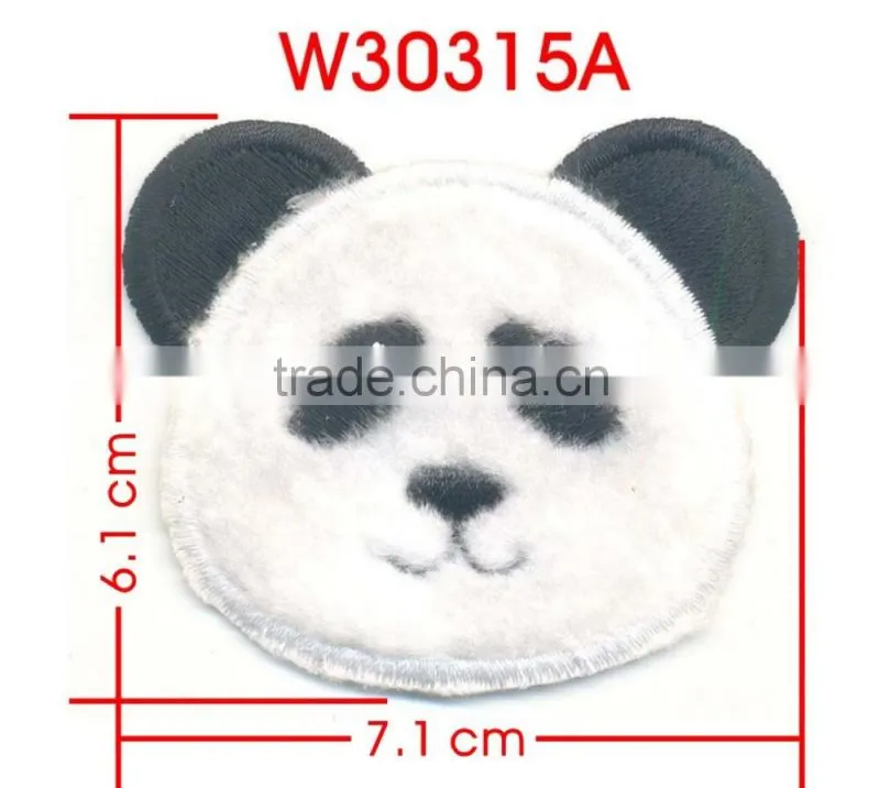 Black White Fluff Panda Iron-on Custom Embroidery Badge Patches