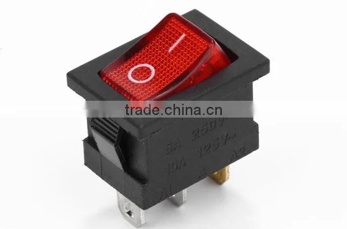 3pin rocker switch with red light RS-12