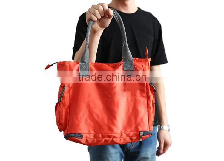 Orange Shoulder Folding Shopping Bags with Wheels GWB021